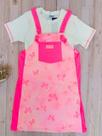 Conjunto Infantil Menina Salopete Com Blusa Em Malha Catavento Cor:RosaTamanho:12