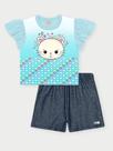 Conjunto Infantil Menina Sparkle Cat Azul Abrange