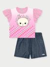 Conjunto Infantil Menina Sparkle Cat Rosa Abrange
