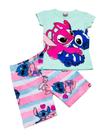 Conjunto Infantil Menina Stitch Angel Blusa Shorts Ciclista