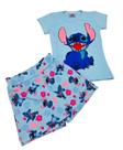 Conjunto Infantil Menina Stitch Blusa E Shorts Saia