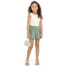 Conjunto Infantil Menina Verão Blusa Canelada E Short Moletinho listrado - Angerô