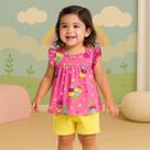 Conjunto Infantil Menina Verão Blusa e Short Confortavel Moderno Elegante Kyly 1000992