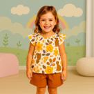 Conjunto Infantil Menina Verão Blusa e Short Confortavel Sofisticado Kyly 1001012