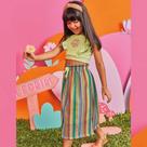 Conjunto Infantil Menina Verão Cropped E Saia Midi em Tricô 2 peças 6 a 14 - Kukiê