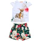Conjunto Infantil Menina Verão Flores Leve