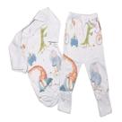 Conjunto infantil menino bebe body manga longa e calça vira pé Estampa digital Cor:CinzaTamanho:P