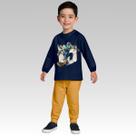 Conjunto Infantil Menino Blusa e Calça Moletom Peluciado Confortável Moderno Kyly 1000823