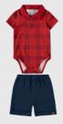 Conjunto infantil menino body estampado em algodão malwee kids vermelho gg