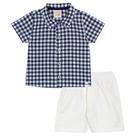 Conjunto Infantil Menino Camisa e Bermuda Xadrez Azul