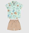 Conjunto Infantil Menino Camisa Estampada Em Algodão Malwee Kids Verde 6