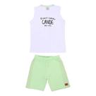 Conjunto Infantil Menino Camisa Regata Cavada Com Bermuda Em Moletom Canoe Moda Verão Leve