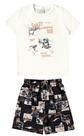 Conjunto infantil menino camiseta e bermuda em moletinho malwee kids off white 6