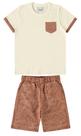 Conjunto infantil menino camiseta e bermuda em moletinho malwee kids off white 8