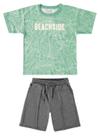 Conjunto infantil menino camiseta e bermuda em moletinho malwee kids verde 4