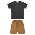 Conjunto Infantil Menino Camiseta E Bermuda Marrom - Angerô