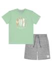 Conjunto Infantil Menino Camiseta E Bermuda Surf Verde E Mescla Divertto