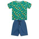Conjunto Infantil Menino, Camiseta Em Cotton Verde Com Estampa De Macaco E Bermuda Moletinho Azul Oceano Conjunto Infantil Menino, Camiseta Em Cotton Verde Com Estampa De Macaco E Bermuda Moletinho Azul Oceano