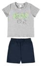 Conjunto infantil menino estampa + aplique em algodão malwee kids cinza 8