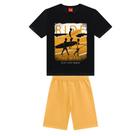 Conjunto Infantil Menino Kyly Ride Wave Camiseta Meia Malha Bermuda Microfibra Estampa Surf