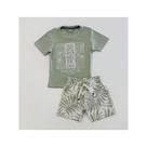 Conjunto Infantil Menino Milon Camiseta Verde Estampada e Bermuda Folhagem Verão Conjunto Infantil Menino Milon Camiseta Verde Estampada e Bermuda Folhagem Verão