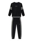 Conjunto Infantil Menino Moletom Preto Onda Marinha