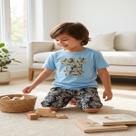 Conjunto Infantil Menino Pipa - Estampa Tropical "Make The Trip" COR:AZULTAMANHO:08 Conjunto Infantil Menino Pipa - Estampa Tropical "Make The Trip" COR:AZULTAMANHO:08