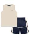 Conjunto Infantil Menino Regata E Bermuda Adventure Bege E Azul Divertto