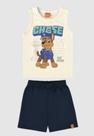 Conjunto Infantil Menino Regata Patrulha Canina Em Algodão Malwee Kids Off White 6