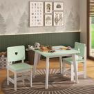 Conjunto Infantil Mesa com 2 Cadeiras Madeira de Pinus Sofia Branco / Verde