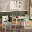 Conjunto Infantil Mesa com 2 Cadeiras Madeira de Pinus Sofia Branco / Verde