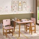 Conjunto Infantil Mesa com 2 Cadeiras Sofia Madeira Maciça e MDF