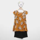 Conjunto Infantil Milon Blusa Babados Flores + Short Menina