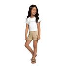Conjunto Infantil Milon Cropped Cotton Short Moletinho Sarjado Branco/Amêndoa