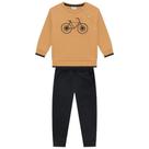 Conjunto Infantil Milon Moletom Casaco E Calça Estampa Bicicleta Peluciado Manga Longa