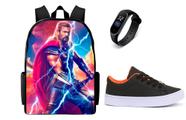 Conjunto Infantil Mochila Masculina Mais Tenis Casual E Relogio Led Kit Versatil Conjunto Infantil Mochila Masculina Mais Tenis Casual E Relogio Led Kit Versatil