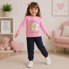 Conjunto Infantil Moletom Menina Blusa Estampada Calça com Elástico Kely Kety Conjunto Infantil Moletom Menina Blusa Estampada Calça com Elástico Kely Kety