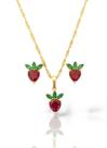 Conjunto infantil morango cravejado - banhado a Prata / Ouro 18k Banho:Dourado