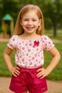 Conjunto Infantil Moranguinho Menina Cropped Short 100 Algodão Super Fresquinho Lançamento Moda Verão de 2 a 6 anos