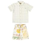 Conjunto Infantil para Menino Beiramar com Camisa e Bermuda (Off White) - Três e já