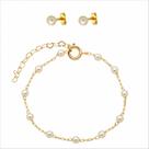 Conjunto Infantil Pérolas Brinco E Pulseira Banhado Ouro Conjunto Infantil Pérolas Brinco E Pulseira Banhado Ouro