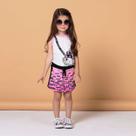 Conjunto infantil Petit Cherie blusa com saia gatinha rosa tam 2