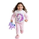 Conjunto Infantil Plush Rosa com Estampa de Unicórnio