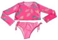 Conjunto Infantil Praia Estampado Rosa Proteção Uv50+ Costão Conjunto Infantil Praia Estampado Rosa Proteção Uv50+ Costão