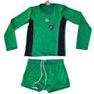 Conjunto Infantil Praia Piscina Menino 4 a 10 anos Manga Longa Proteção UV 50+ Dinossauro Verde