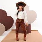 Conjunto Infantil Premium Menina Camisa Calça Couro e Cinto Look Exclusivo