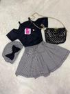 Conjunto infantil preto e cinza com boina