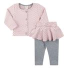 Conjunto infantil princesa blusa rosa com bolinhas cinza e calça
