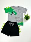 Conjunto Infantil Roupa De Menino Tema Dinossauro Camisa e Short Masculino