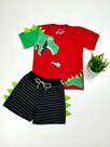 Conjunto Infantil Roupa De Menino Tema Dinossauro Camisa e Short Masculino